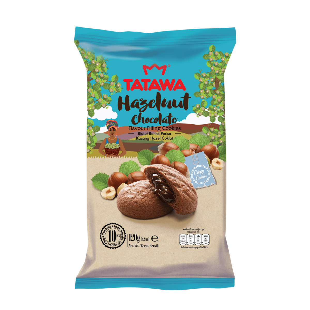 Tatawa Hazelnut Chocolate Centre-Filled Cookies 120g